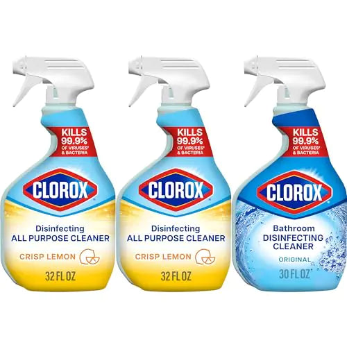 Clorox Disinfecting All-Purpose Cleaner 32 Oz and Disinfecting Bathroom Cleaner Household Essentials 30 Oz Pack of 3