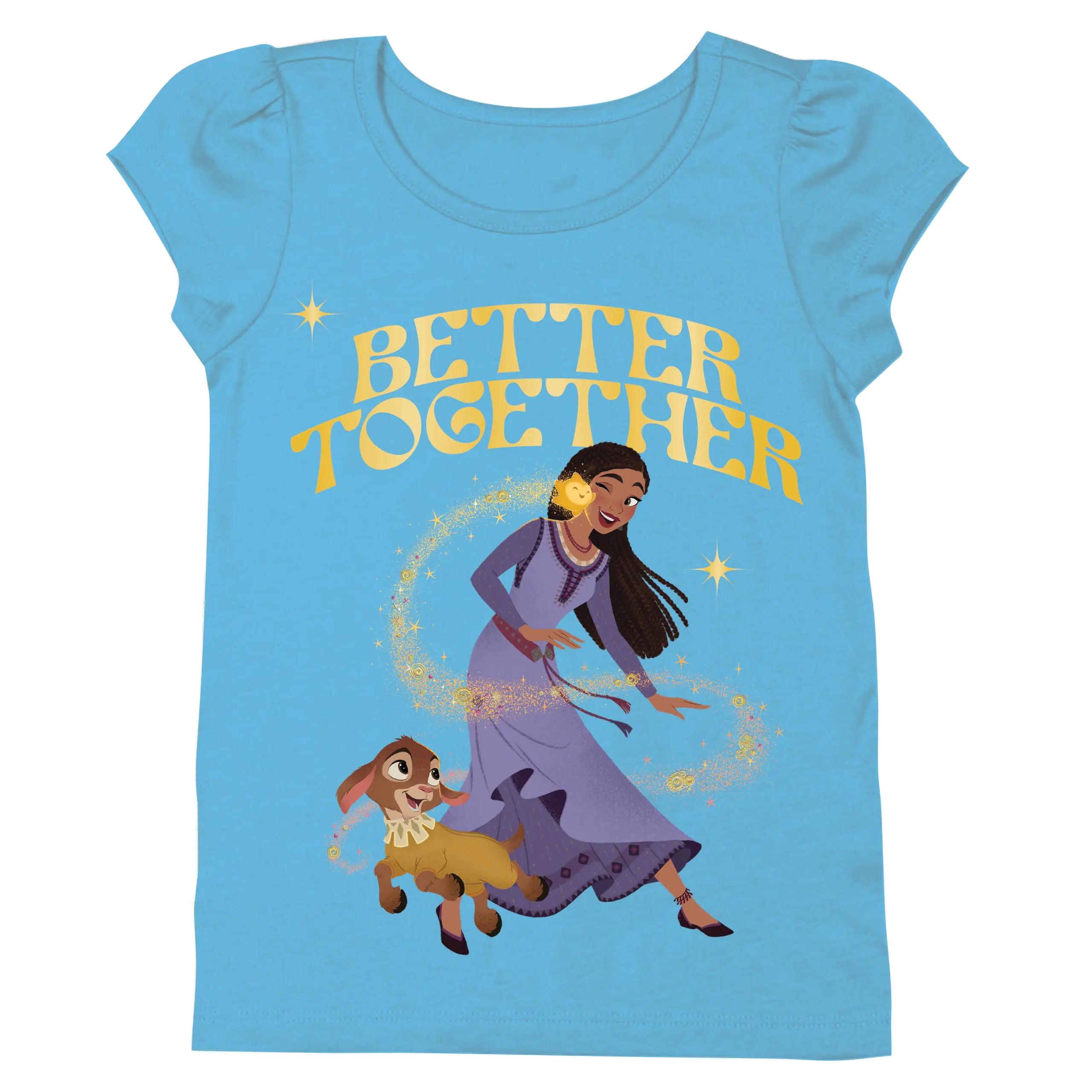 Disney Girls Wish Movie Asha Star & Valentino Short Sleeve T-Shirt-Sizes 2-16 Turquoise