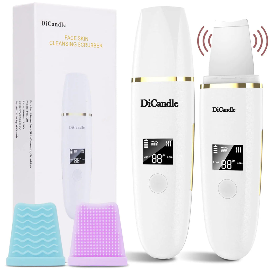 Skin Scrubber Facial Scrubber Blackhead Remover Cleaner Skin Spatula Skin Scraper (White&Gold)